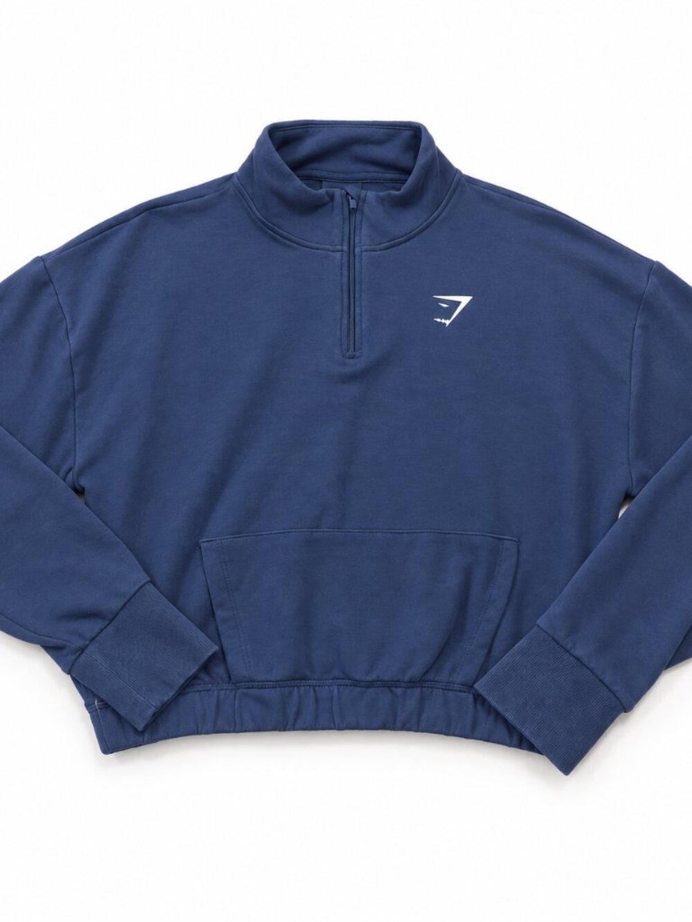 Gymshark Legacy Washed Navy Cropped Quarter-Zip Sweatshirt